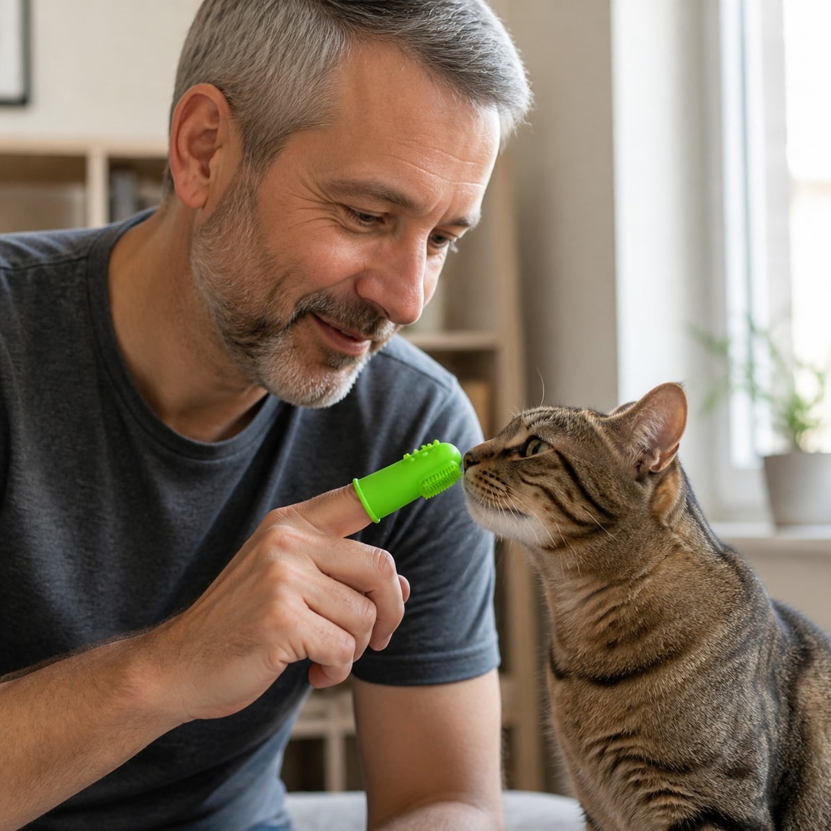 Start with one gentle touch, not a full brushing battle.
