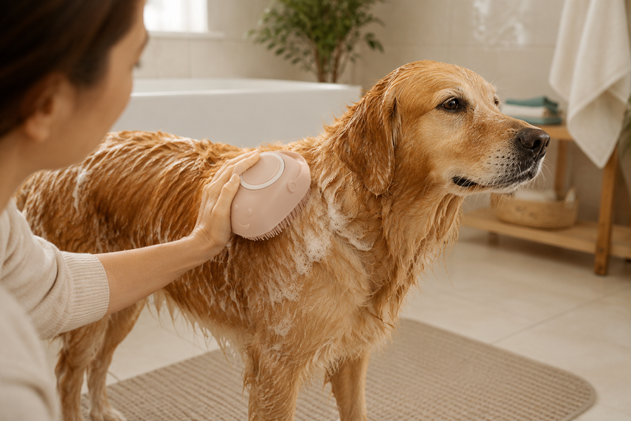 A Calm At-Home Dog Bath, From First Rinse to Last Towel