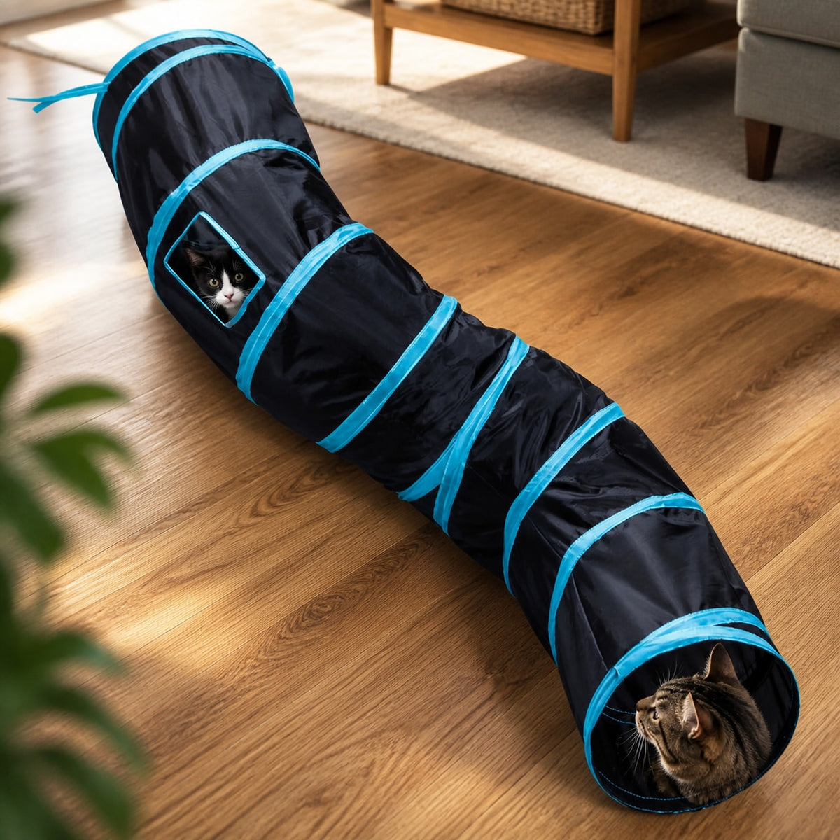 Hideaway S-Curve Cat Tunnel supporting an easier everyday routine
