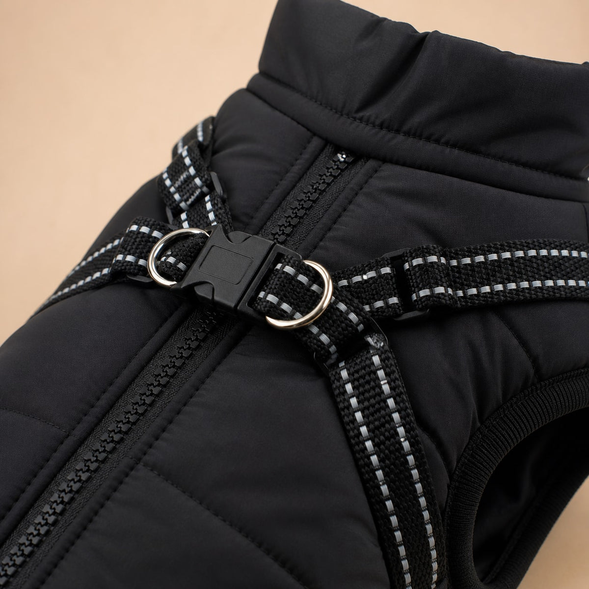 NorthPaw Harnessed Winter Coat material and construction detail