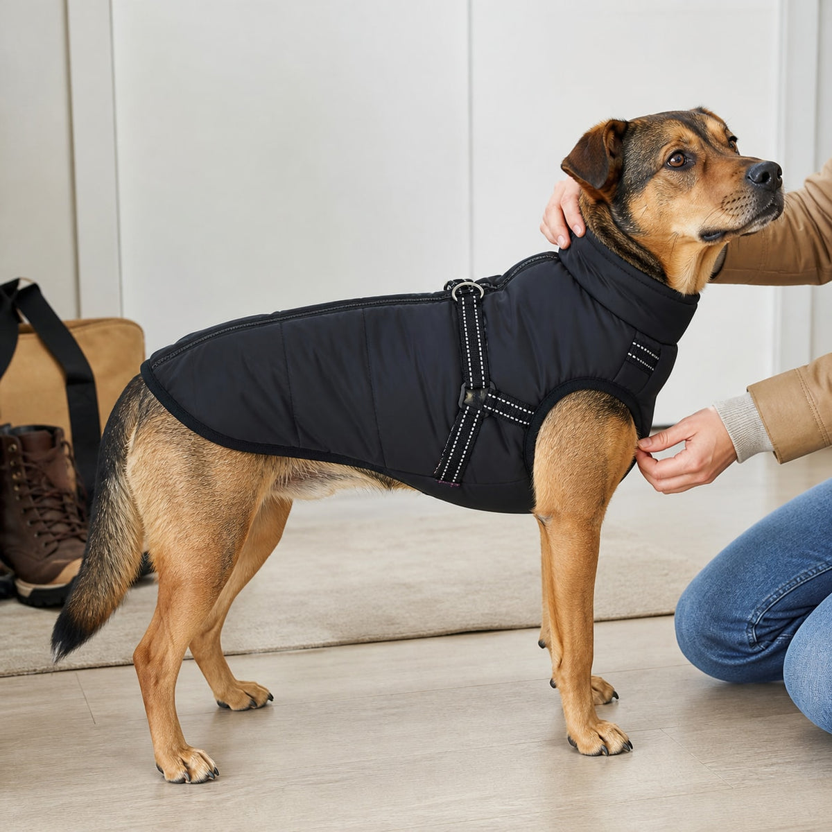 Measure chest, neck and back length.