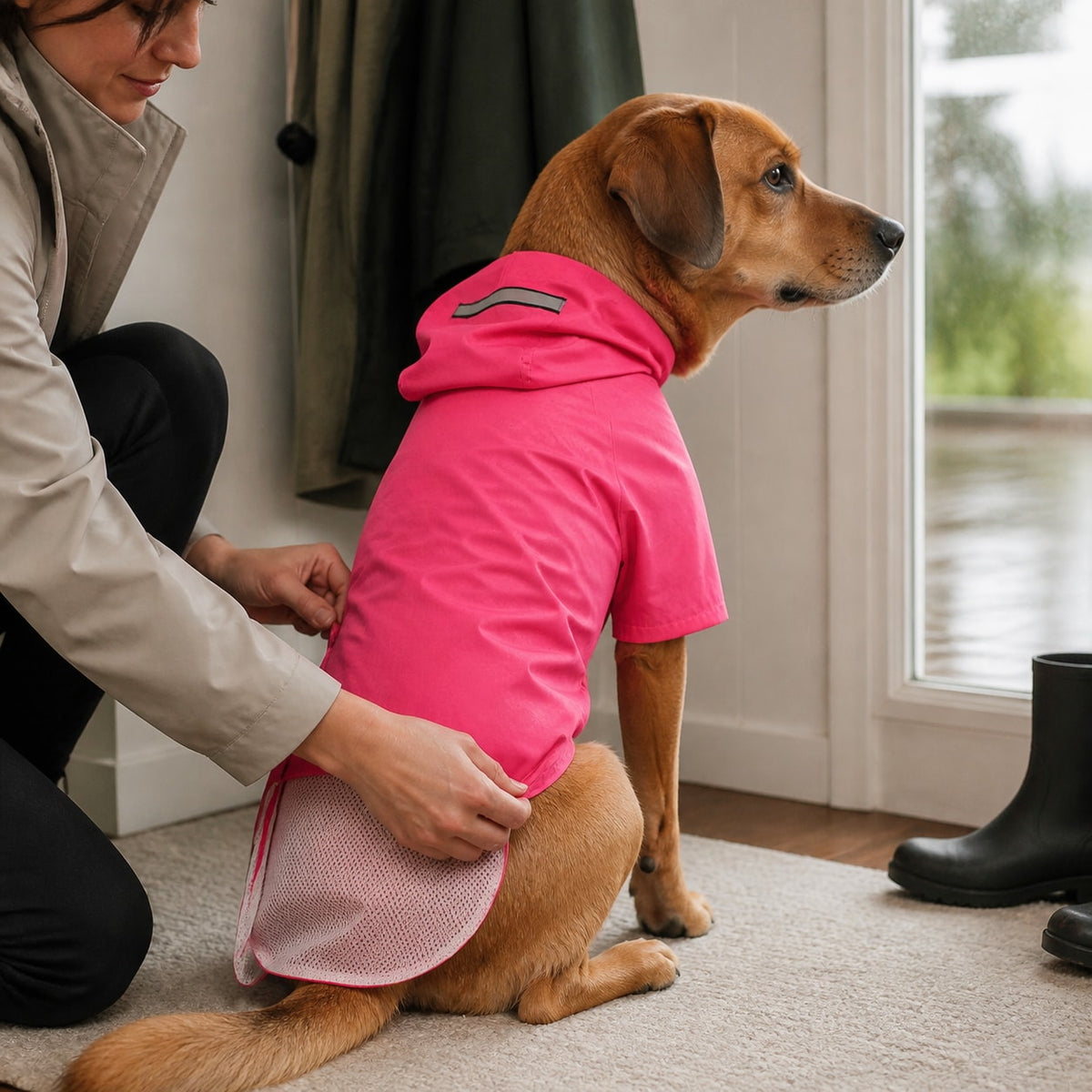 How to use the RainReady Reflective Dog Shell