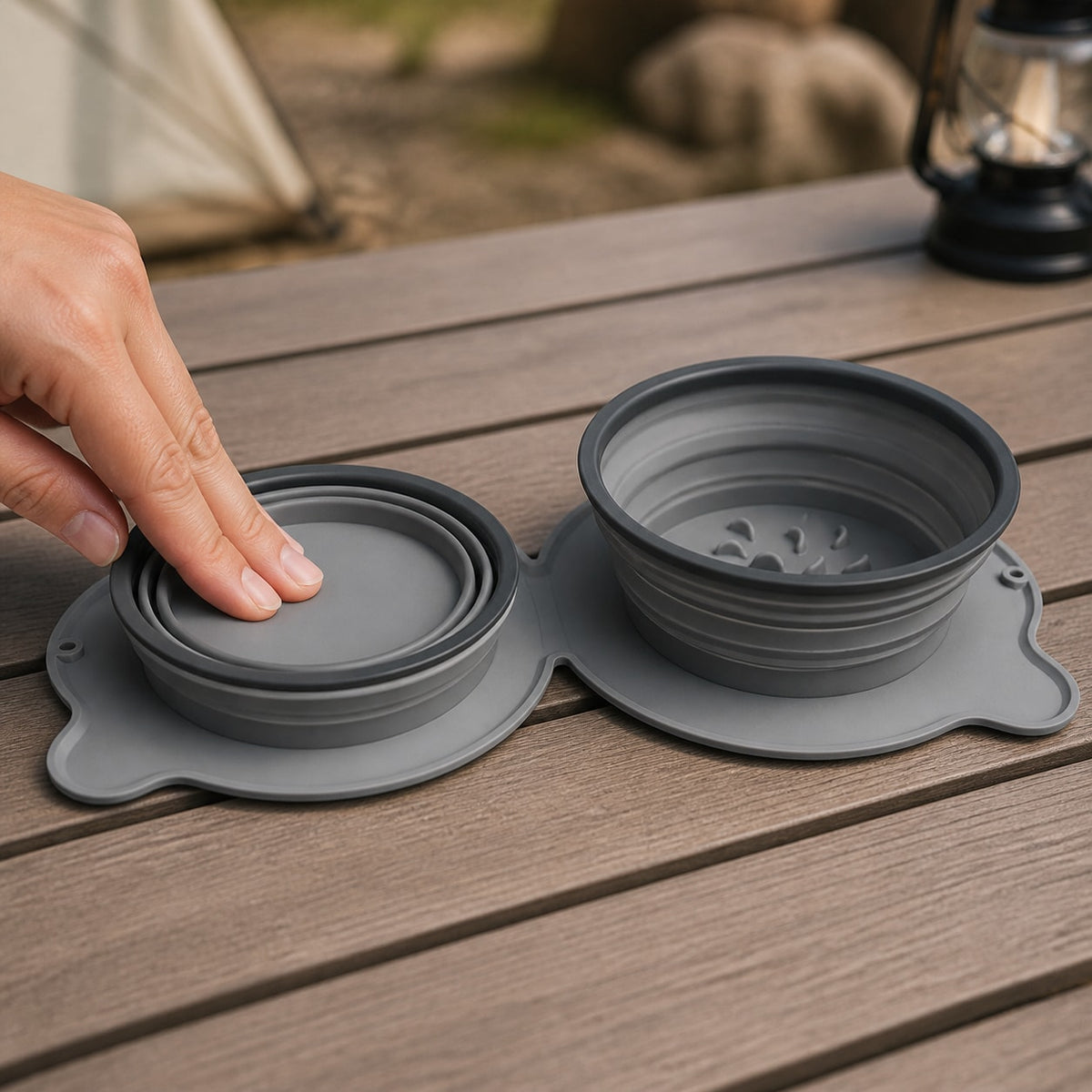 How to use the RoamReady Collapsible Double Bowl Set