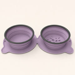 RoamReady Collapsible Double Bowl Set variant Purple