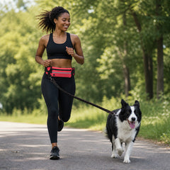 RunFree Hands-Free Bungee Leash shown in an everyday pet routine