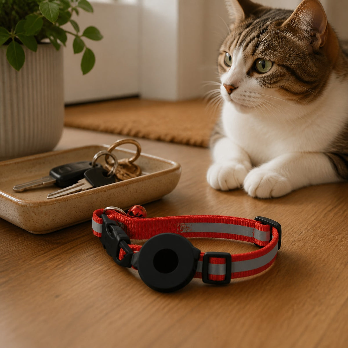 TrackSafe Reflective AirTag Pet Collar supporting an easier everyday routine