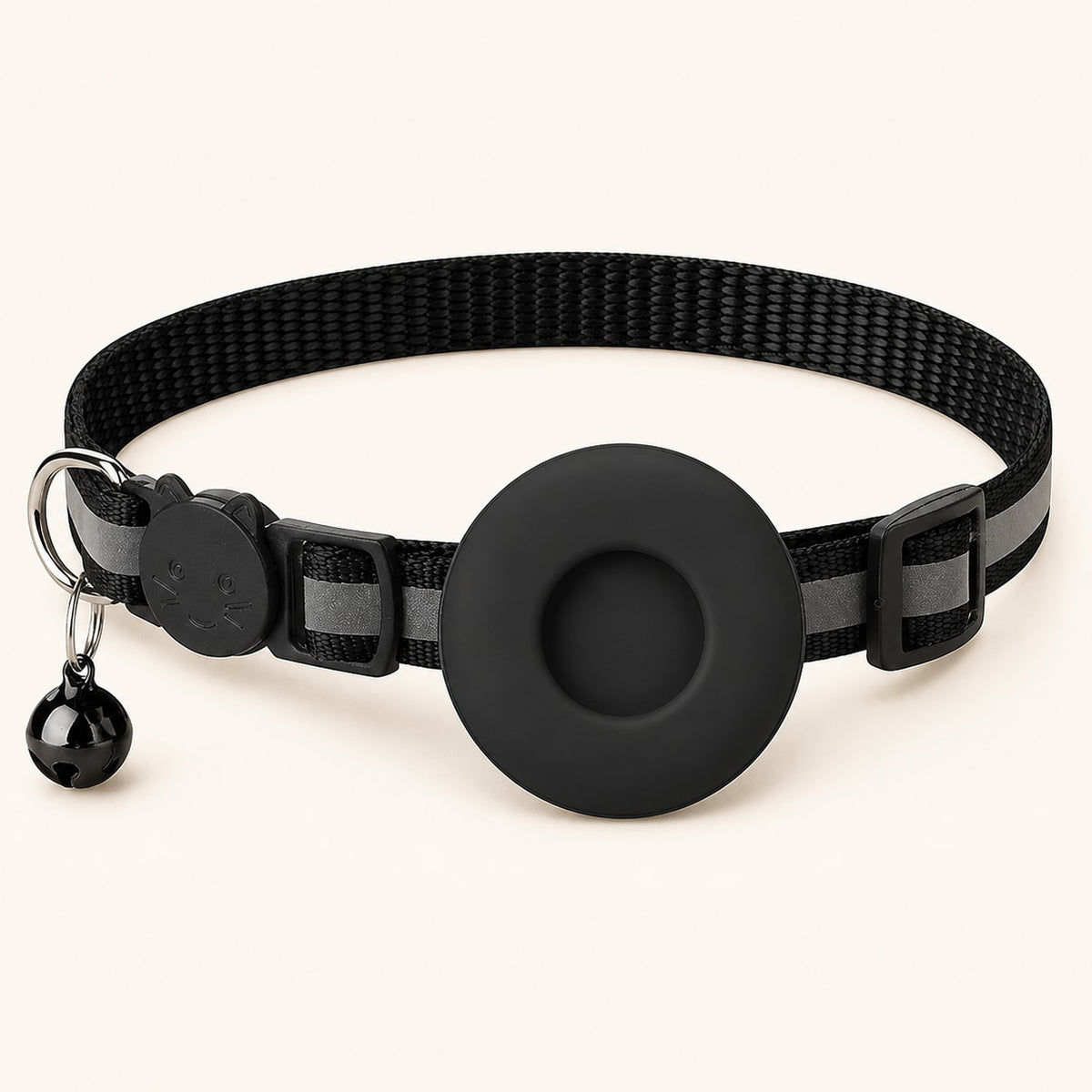 TrackSafe Reflective AirTag Pet Collar variant Black